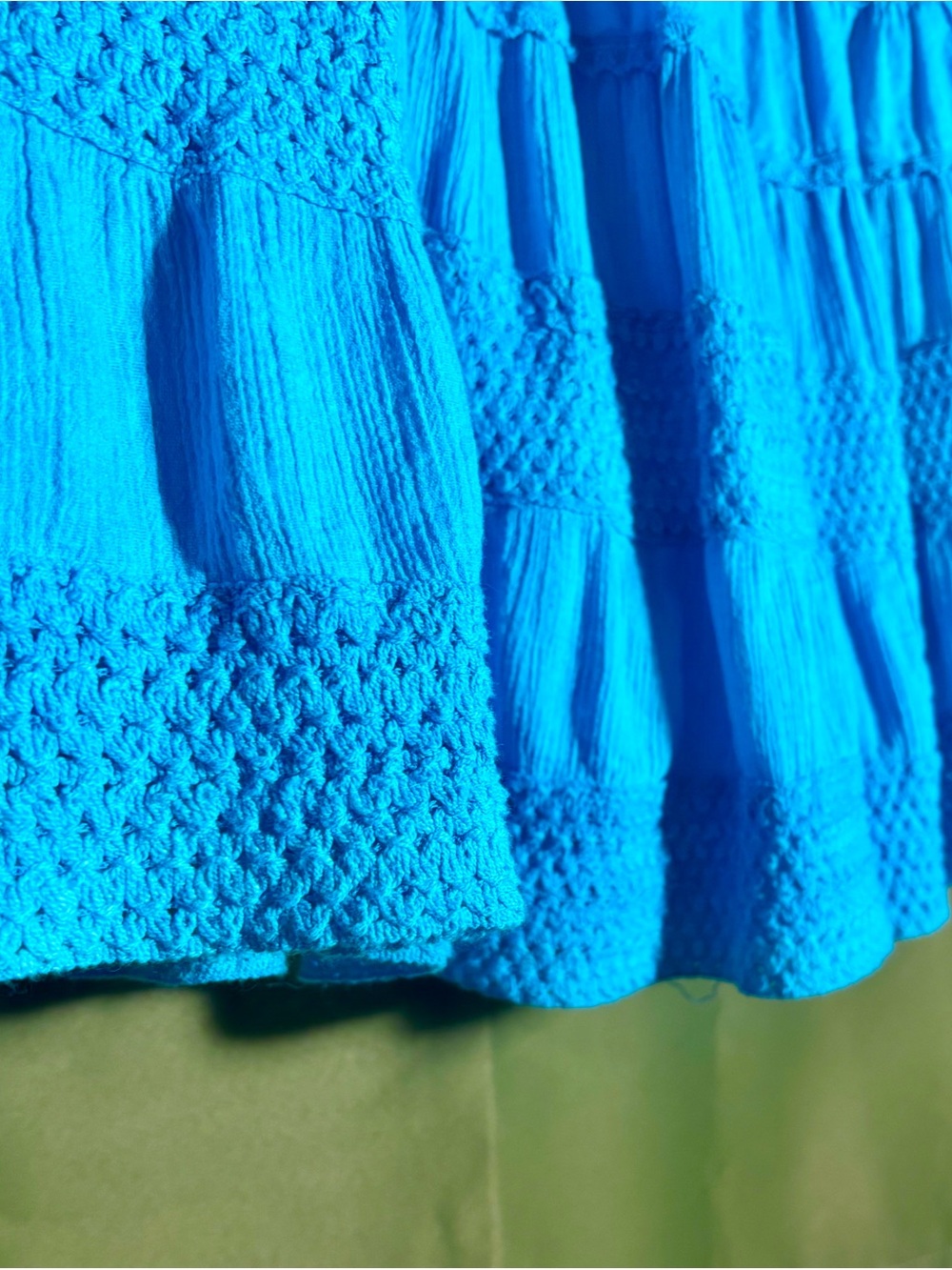Turquoise Tiered Boho Peasant Skirt Light cotton Sz XL w/drawstring - Picture 5 of 5